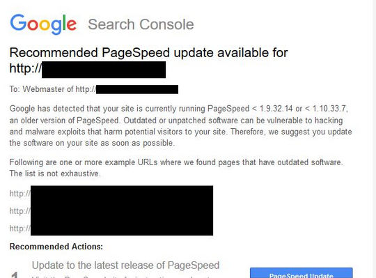 谷歌要求站长们升级PageSpeed插件
